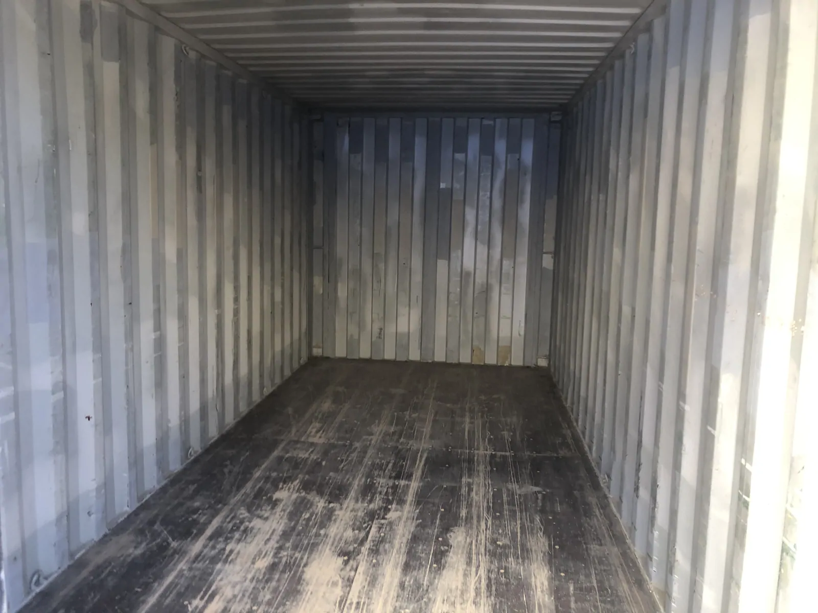 20ft Shipping Containers — looking in from the doors