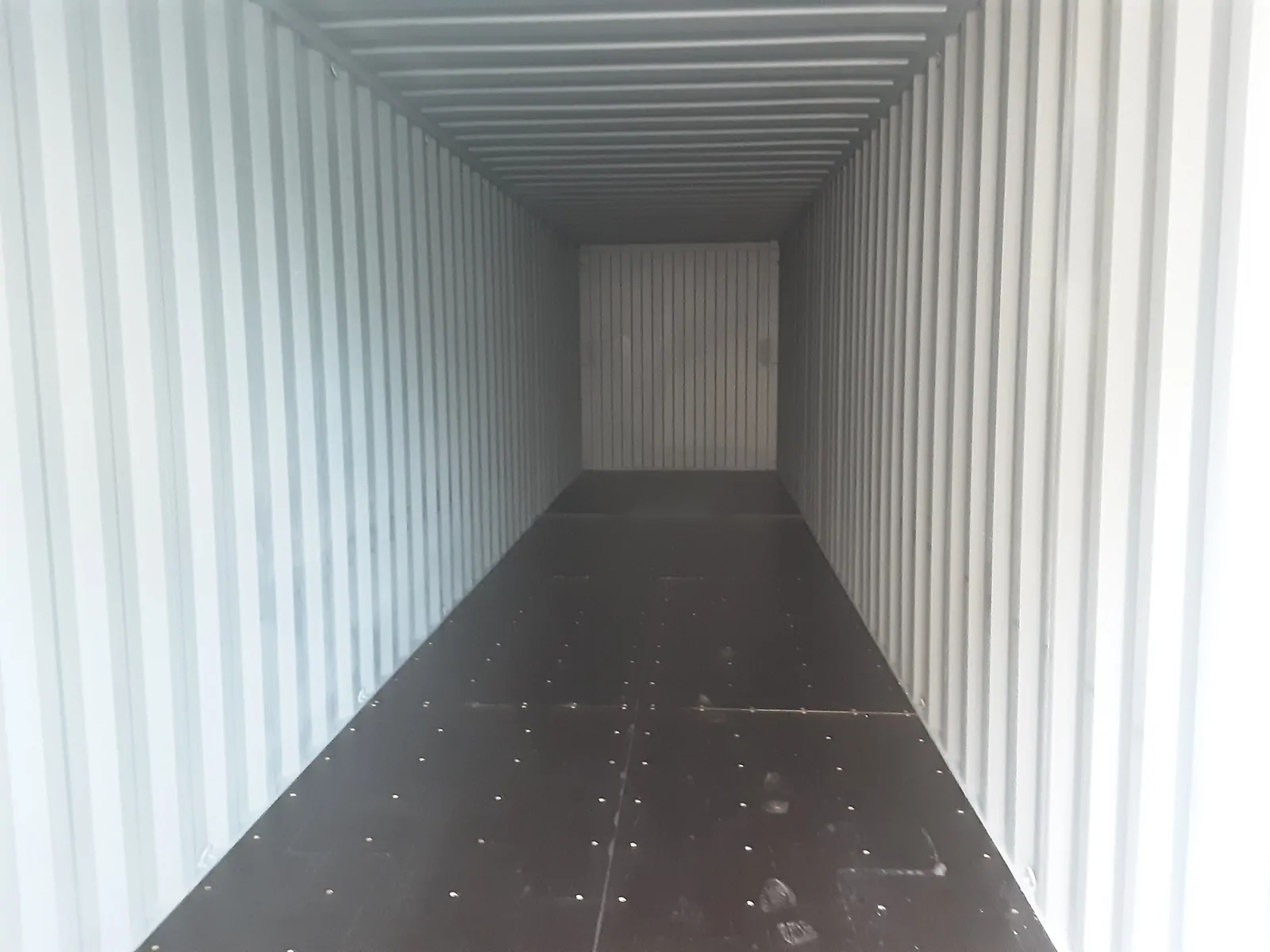 40ft Shipping Containers — looking in from the doors